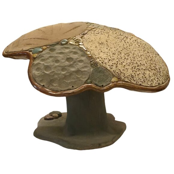Mushroom Sculpture OOAK Pottery Folk Art Large Boho Fairy Garden Home Decor - Picture 1 of 16